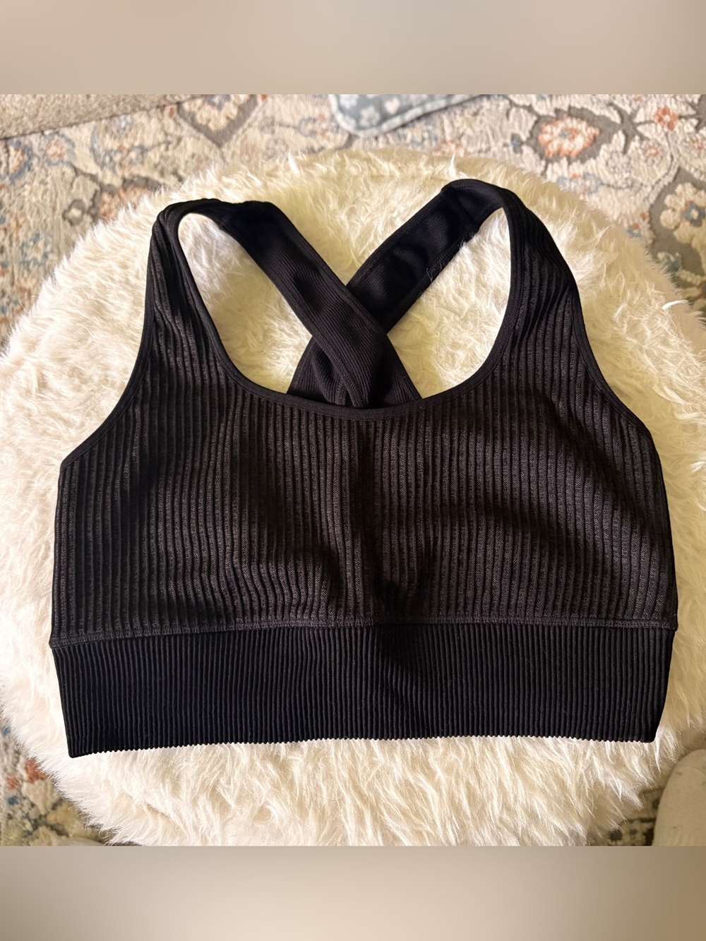 Joylab NWOT Ribbed Criss Cross Back Sports Bra Black Size Medium